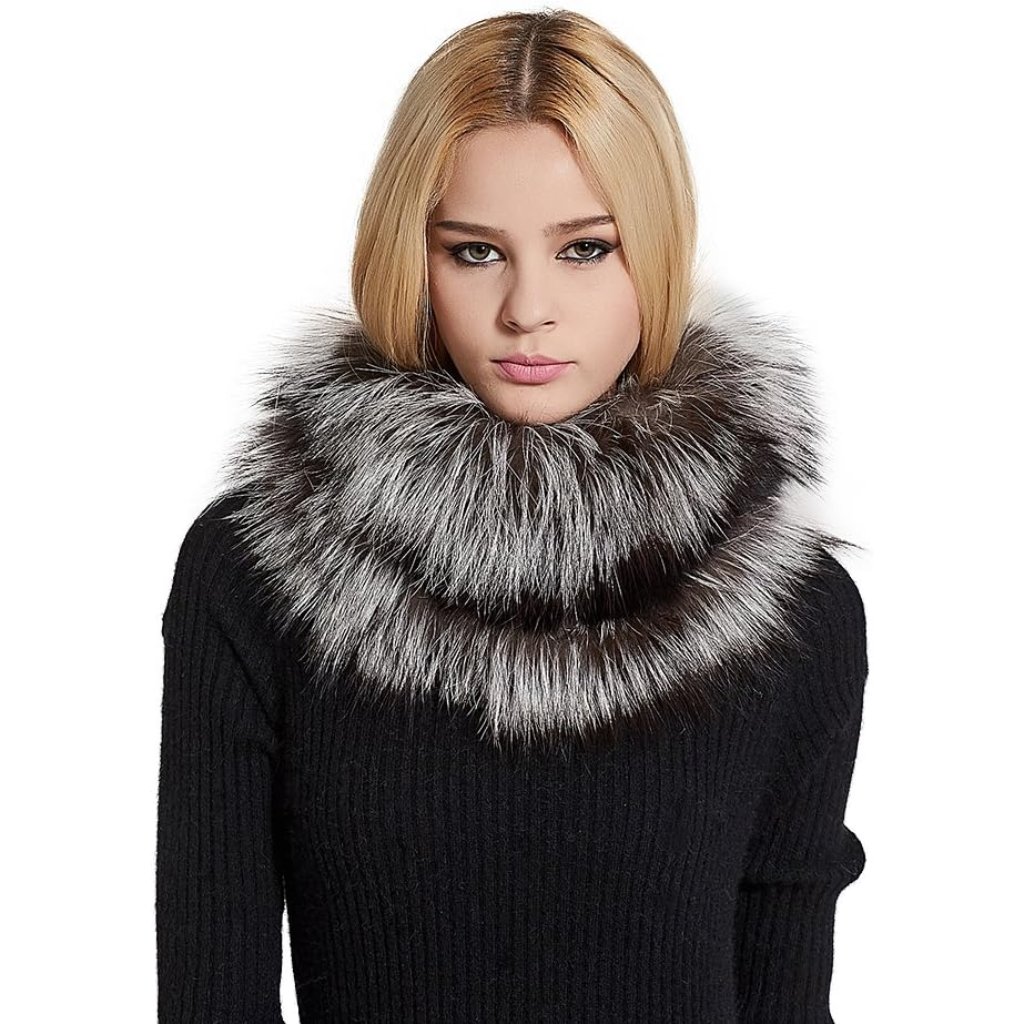Women Real Fur Infinity Scarf Winter Fur Neck Warmer Scarf Cold Weather Warm Sha